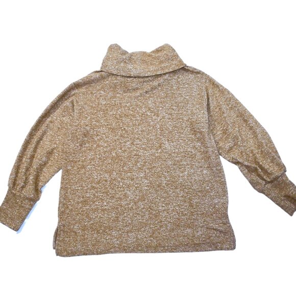 Maeve Anthropologie Soft Knit Cowl Neck Sweater Tan Bishop Sleeve Size L - Picture 12 of 16
